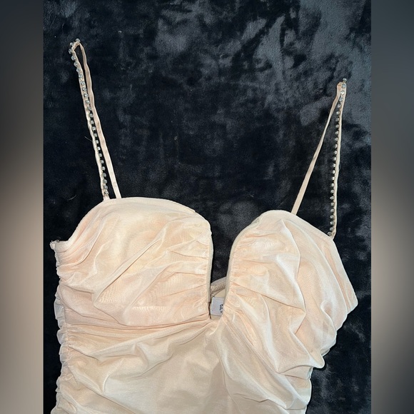 Oh Polly Never Too Late Mini Dress in Beige Size 6 - Picture 9 of 14